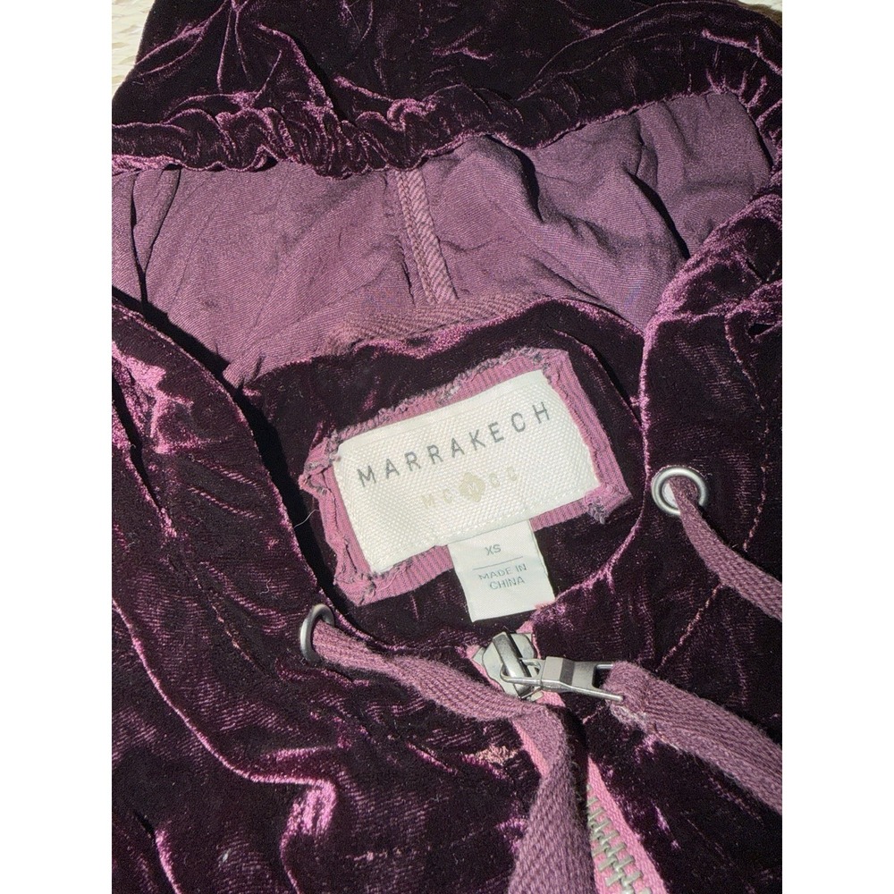marrakech anthropologie Burgundy Velvet‎ Jacket Hoodie Romantic Vampire Goth XS - Picture 11 of 11